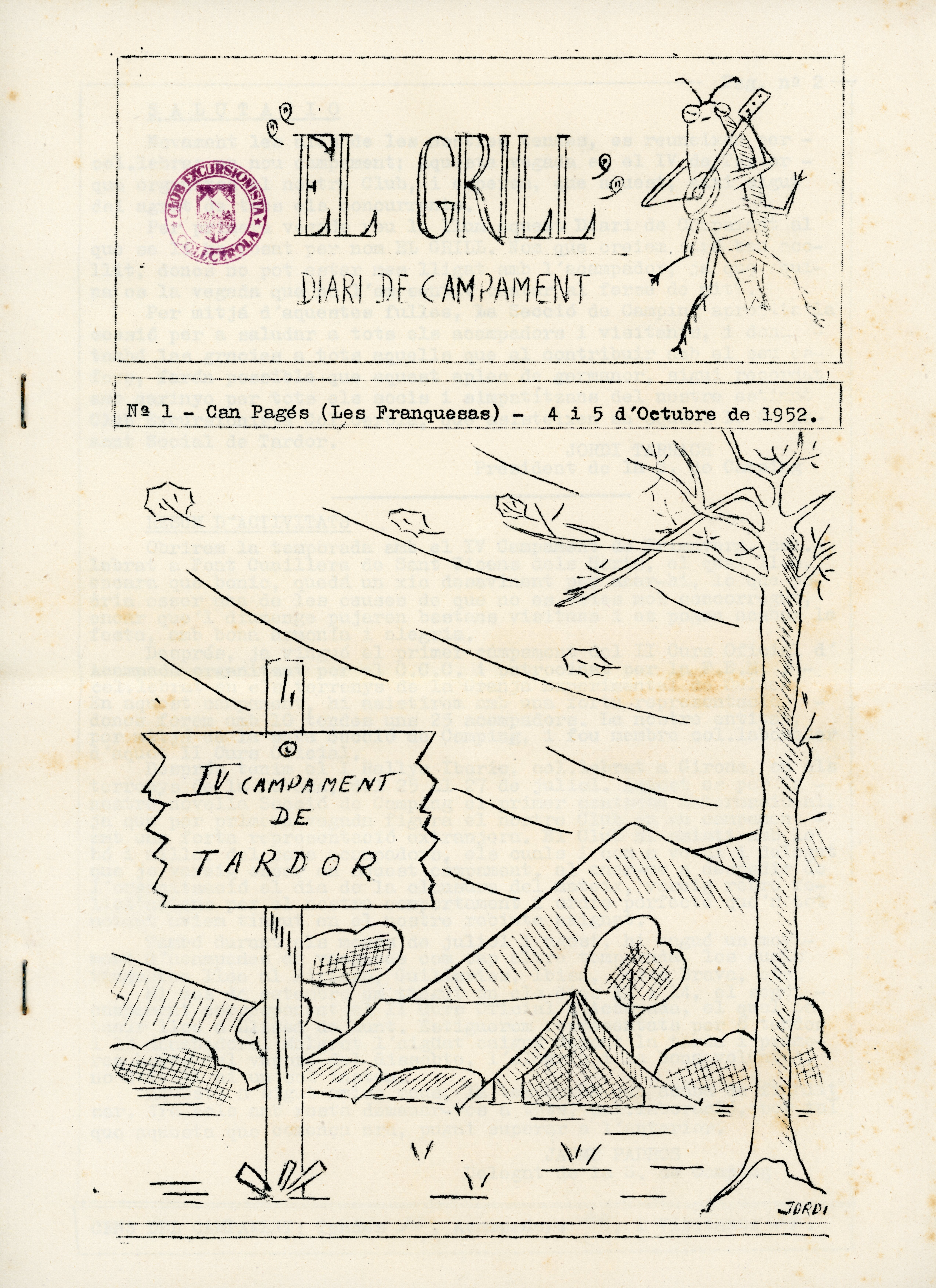 "El Grill" Diari de Campament : IV Campament de Tardor : Can Pagés - Portada